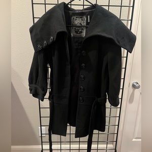 Guess Black 3/4 Sleeve Large Open Collar Jacket